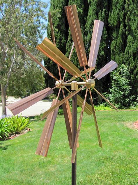 Stanwood Wind Sculpture Kinetic Copper Dual Spinner Double Etsy