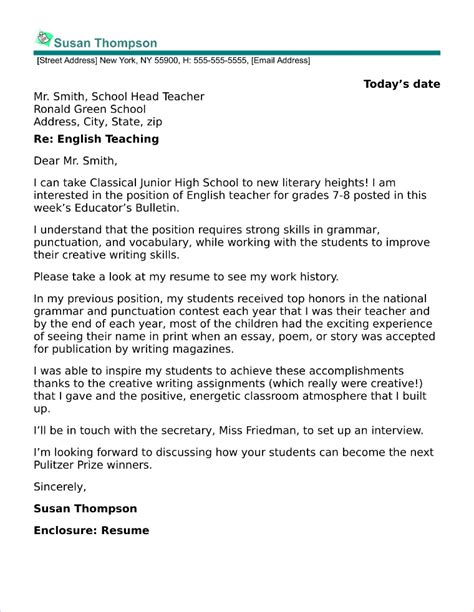 Cover Letter For Job Application As A Teacher Teacher Cover Letter