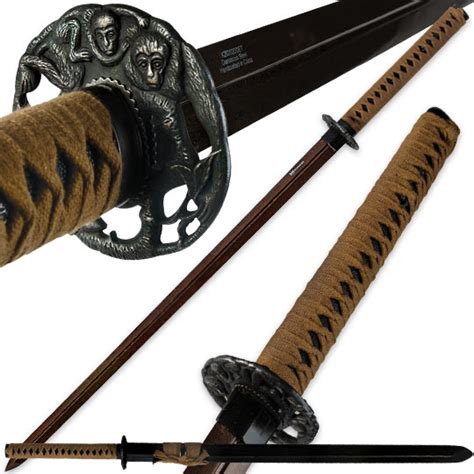 Shinwa Imperial Double Edged Katana Sword W Tan Cord Wrap True Swords