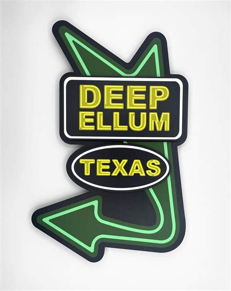 Deep Ellum Texas Arrow Neon Sign Dimensional Wood Relief Etsy