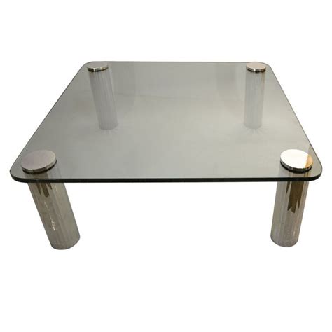 Thick Glass Top Coffee Table With Chrome Tube Legs Glass Top Coffee