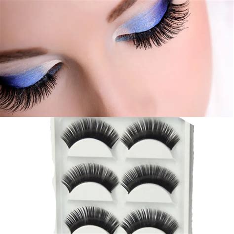 5 pairs natural false eyelashes eye lashes extension soft black long thick handmade false
