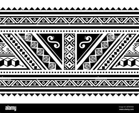 Polynesian Geometric Seamless Vector Long Horizontal Pattern Hawaiian