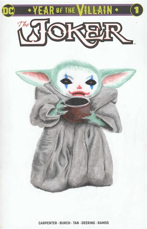 Baby Yoda As Joker Original Hand Drawn Variant Cover Pastel Etsy