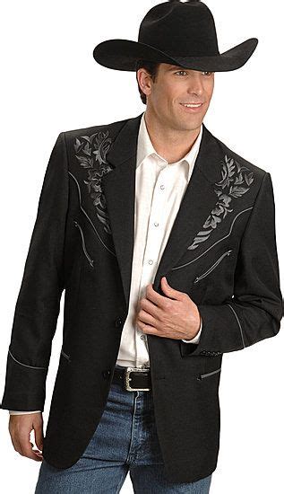 Scully Embroidered Sport Coat Black With Charcoal Mens Western