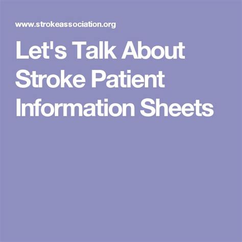 let s talk about stroke patient information sheets let them talk let it be stroke association