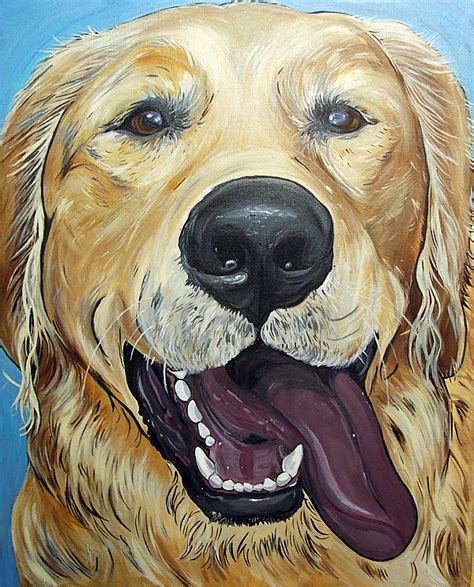 Adorable Golden Retriever Painting Acrylic L2sanpiero