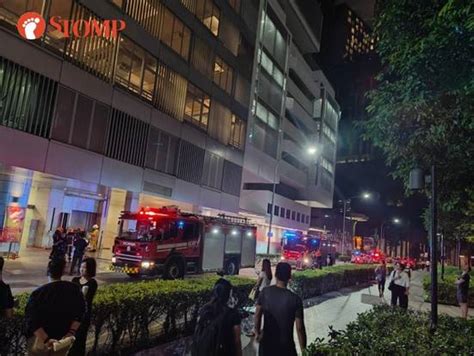 rubbish in centralised chute at international plaza catch fire