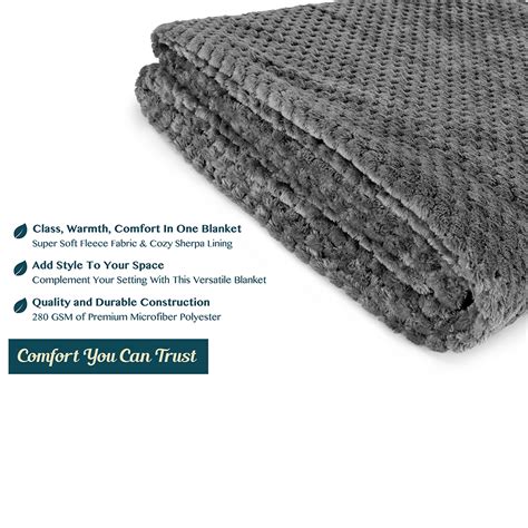 Pavilia Waffle Textured Fleece Throw Blanket For Couch Sofa Charcoal