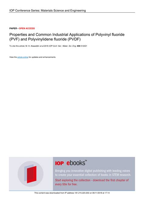 Pdf Properties And Common Industrial Applications Of Polyvinyl Fluoride Pvf And