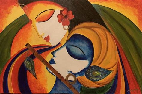 Radha Krishna Painting Indian Contemporary Art Traditional Couple