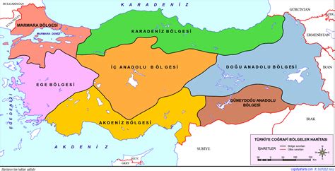 Türkiye nin illeri ve bölgeleri renkli harita