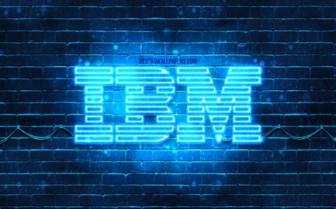 Download Wallpapers Ibm Blue Logo 4k Blue Brickwall Ibm