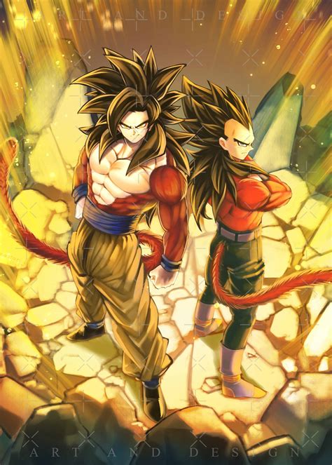 Poster A4 Plastifie Manga Dragon Ball Zgoku Vegeta Ssaiyan 4 1 Free