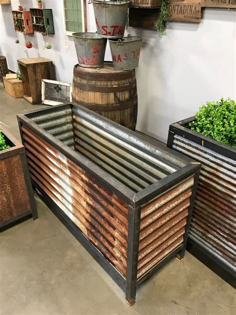 Reclaimed Planter Boxes Vintage Garden Corrugated Metal Etsy Metal
