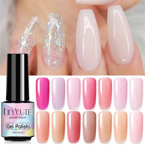 Lilycute Ml Semi Transparent Uv Gel Nail Polish Nude Pink Color Series