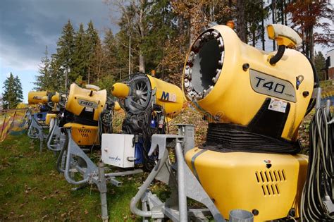 Snow Making Machines In Bukovel Popular Ski Resort In Western Ukraine