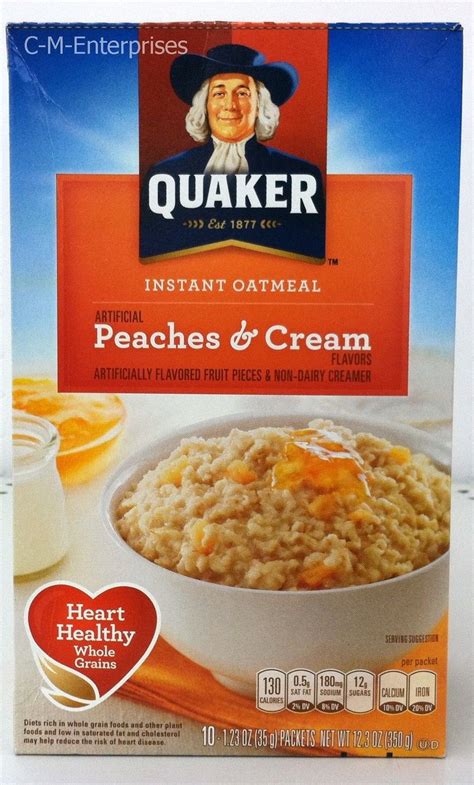 Quaker Peaches And Cream Instant Oatmeal 123 Oz Hot Cereal Cereals