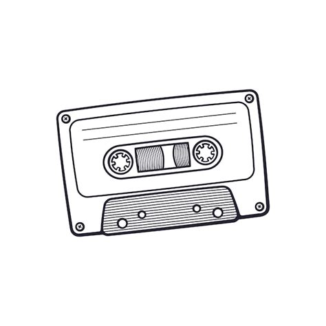Ilustración vectorial doodle dibujado a mano de cassette de audio retro