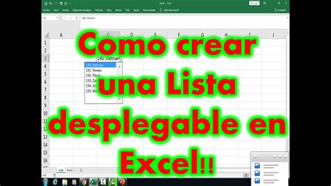 Como Crear Una Lista Desplegable En Excel Youtube
