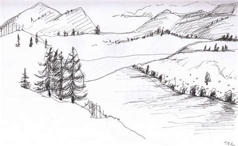 Paisaje dibujo Original tinta Sketch, Washington cascada ...