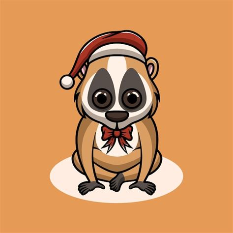 Premium Vector Cute Slow Loris On Christmas Cartoon Illustration