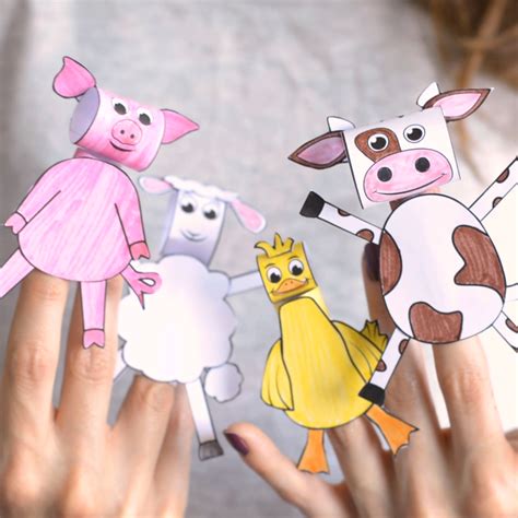 Printable Farm Animals Finger Puppets Easy Peasy And Fun Puppets