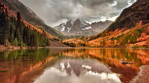 Free Download Autumn Mountain Lake 1600x900 For Your