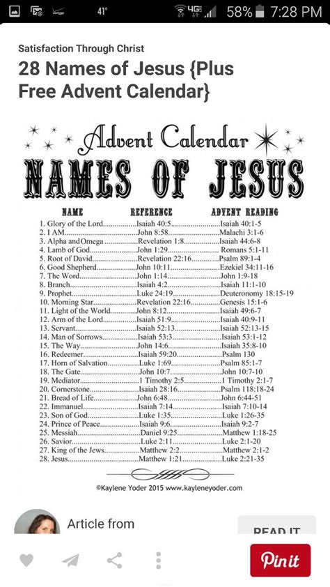 Names Of Jesus Printable