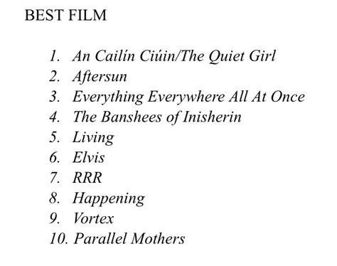 cara o doherty on twitter the dublin film critics circle has cast its votes and we have