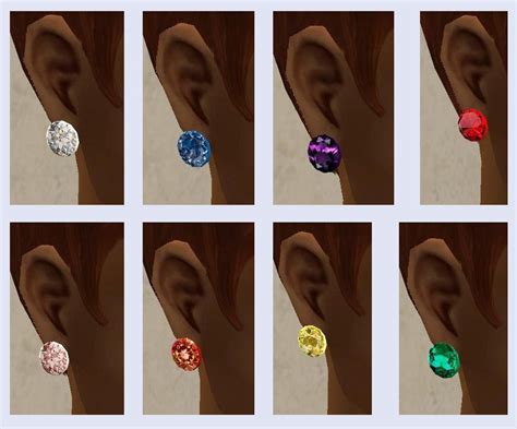 Mod The Sims Gemstone Earrings Mesh And 8 Recolors Updated To Add Bv