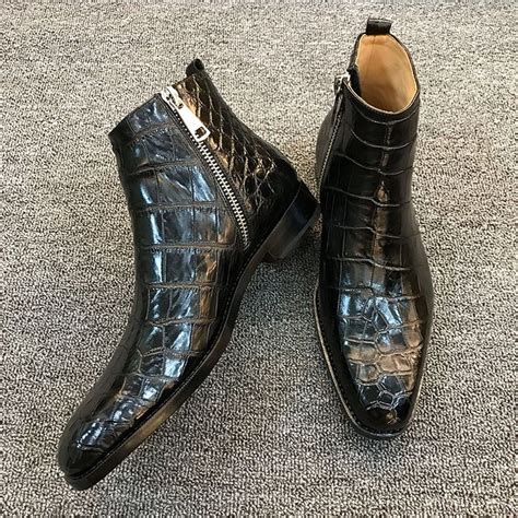Mens Handcrafted Genuine Alligator Leather Boots Mens Boots Fashion