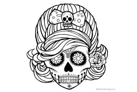 Adults Female Sugar Skulls Coloring Pages Free Printable Coloring Pages