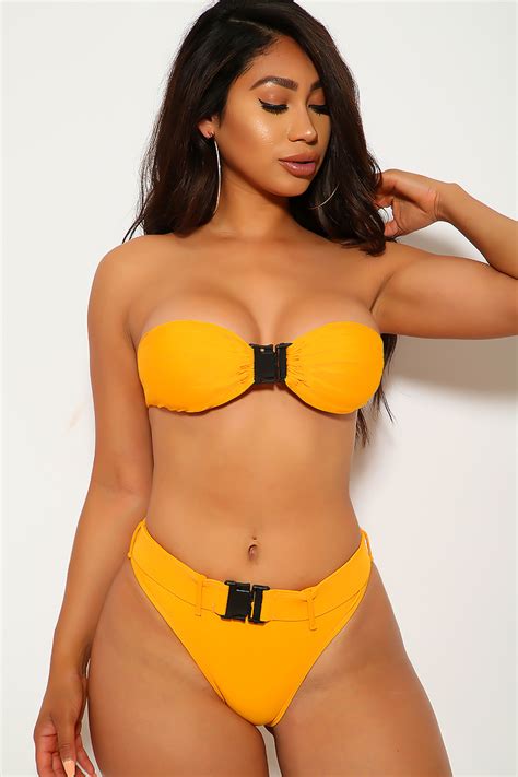 Sexy Marigold Buckle Bandeau Two Piece Swimsuit Women Of Edm Free
