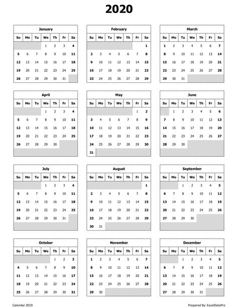 Printable 2021 Yearly Calendar With Boxes