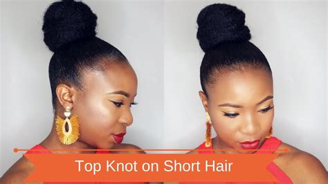 How To Top Knot High Bun On Short Relaxed Hair Youtube