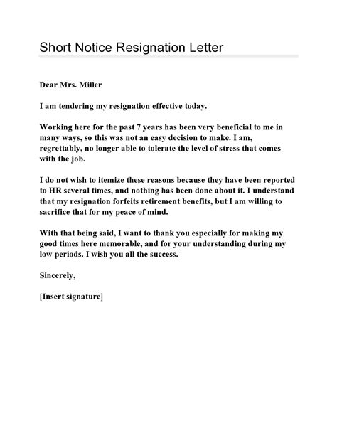 2 weeks' notice resignation letter with reason (sample 1). 30+ Short Notice Resignation Letters (FREE) - TemplateArchive