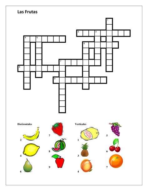 Las Frutas Y Los Vegetales En Español Crucigrama Pdf Spanishlearninglab