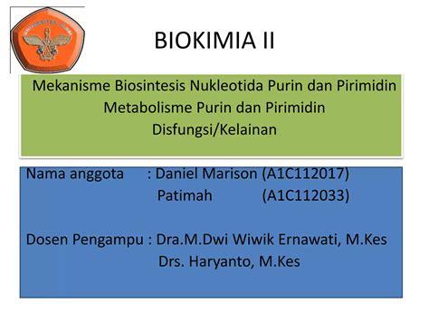 Metabolisme Purin dan Pirimidin | PPT