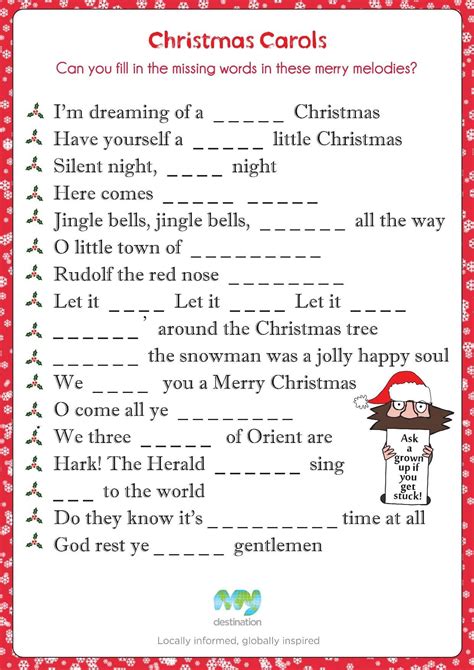 But what was more important was the music. Christmas Song Lyrics Game Free Printable | Free Printable