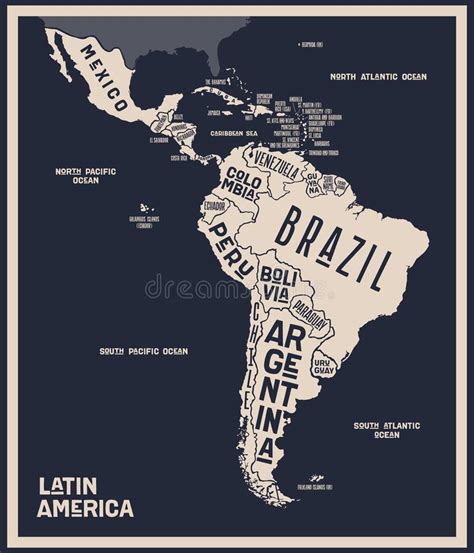 Map Latin America Poster Map Of Latin America Stock Vector