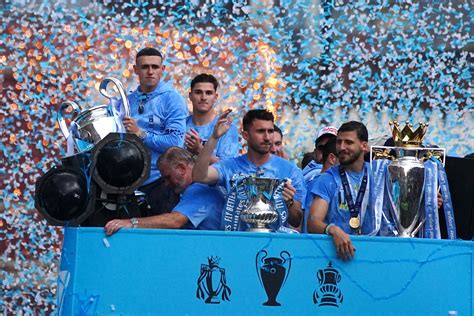 Manchester Citys Trophy Parade In Pictures The Independent