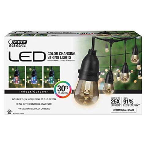 Fet Electric Feit 72018 30 Ft 15 Bulbs Color Changing Led String