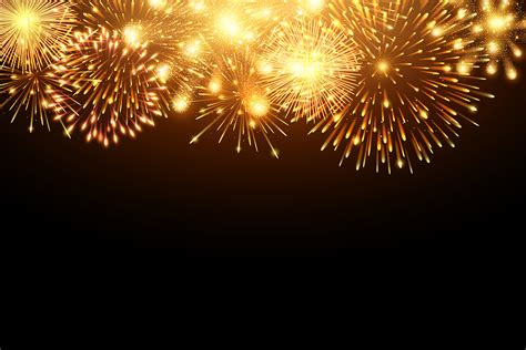 Collection Of Golden Firework And Light Glow Special Effects Along Top