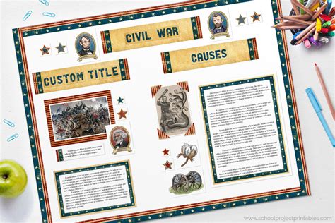 American Civil War Project Display Board Poster Kit Printable
