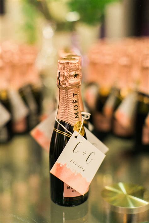 Mini Rosé Champagne Bottle Favor With Custom Tag Champagne Wedding