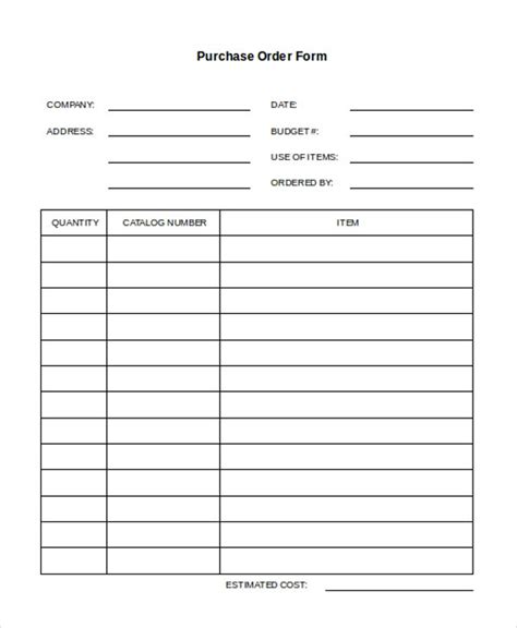 11 Purchase Order Forms Free Samples Examples Formats Download