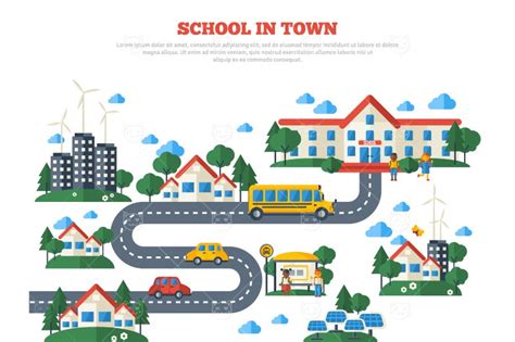 Road To School Education Illustrations ~ Creative Market