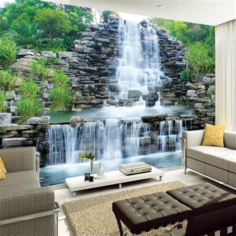 3d Wallpaper Natural Mural Waterfall In 2020 Waterfall Backyard