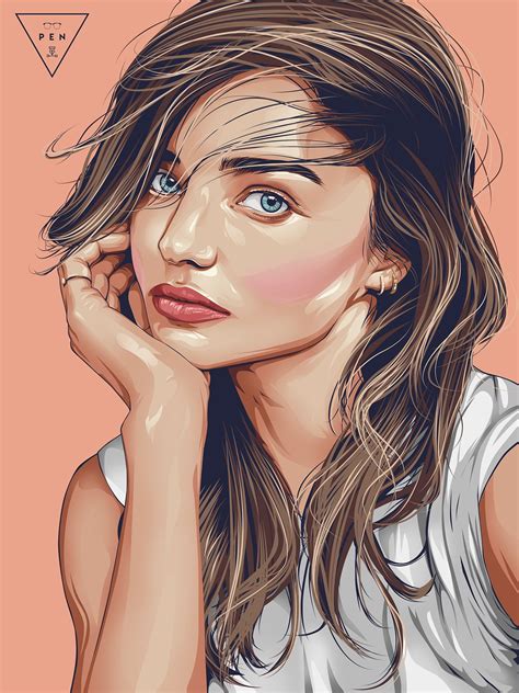 Miranda Kerr On Behance Vector Portrait Vector Portrait Illustration